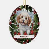 Fröhliche Golden Cockapoo Puppy Custom Weihnachten Keramik Ornament (Rechts)