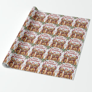 Fröhliche Golden Retriever Hunde Frohe Weihnachten Geschenkpapier