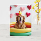 Fröhliche Golden Retriever Pool Karte (Gelbe Blume)