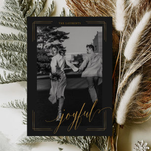 Fröhliche goldene Glitter-Schrift Foto-Weihnachtsk Feiertagskarte