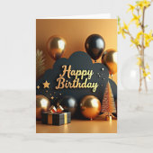 Fröhliche Goldene Kugel Karte (Gelbe Blume)