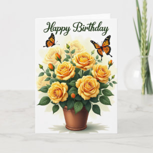 Fröhliche Goldene Rose Karte