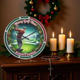 Fröhliche Golf-Weihnachten Urlaub Golf Große Wanduhr