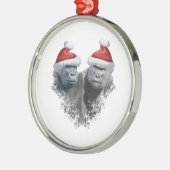 Fröhliche Gorilla-Weihnachten Ornament Aus Metall (Links)