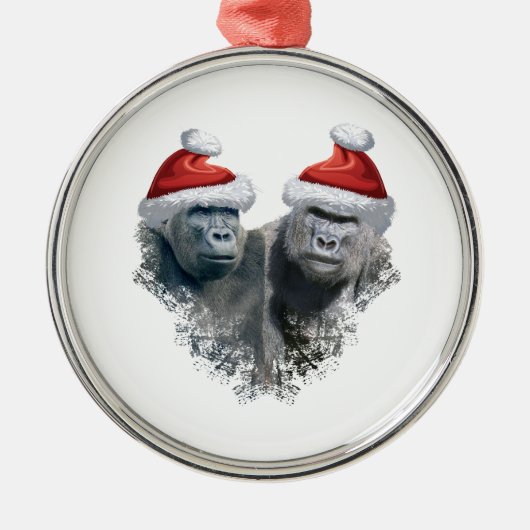 Fröhliche Gorilla-Weihnachten Ornament Aus Metall (Vorne)
