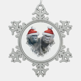 Fröhliche Gorilla-Weihnachten Schneeflocken Zinn-Ornament