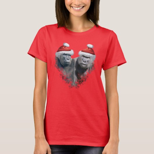 Fröhliche Gorilla-Weihnachten T-Shirt (Vorderseite)