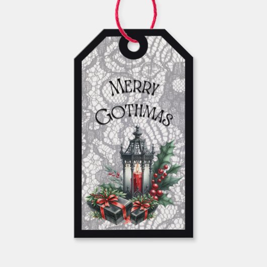 Fröhliche Gothmas-Laterne mit Geschenken-Geschenka Geschenkanhänger (Vorderseite)