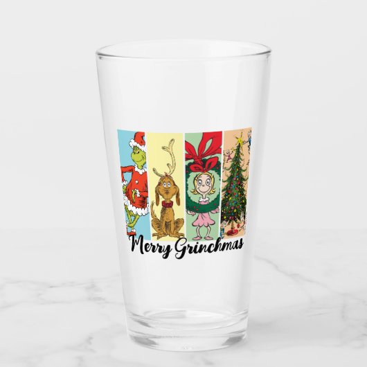 Fröhliche Grinchmas-Feierabend-Collage Glas (Vorderseite)