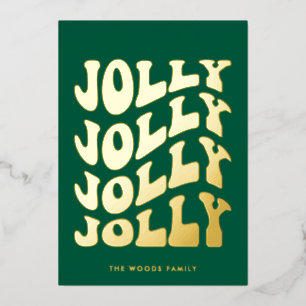 Fröhliche Groovy Wavy Grüne Weihnachten Gold Folien Feiertagskarte