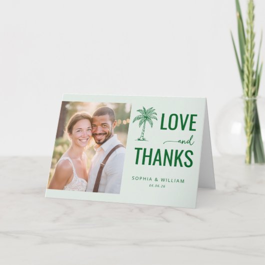 Fröhliche Grüne Palme Liebe Dankeskarte (Vorderseite)
