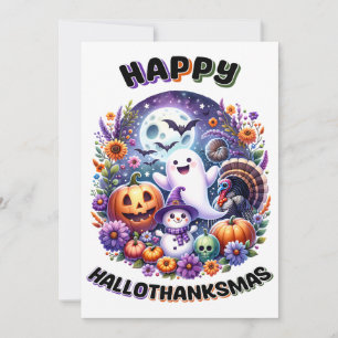 Fröhliche HalloDankMas 5x7 Grußkarte Feiertagskarte