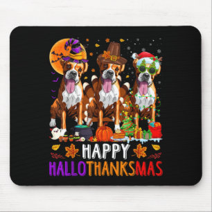 Fröhliche Hallothanksmas Boxer Hund Halloween Weih Mousepad