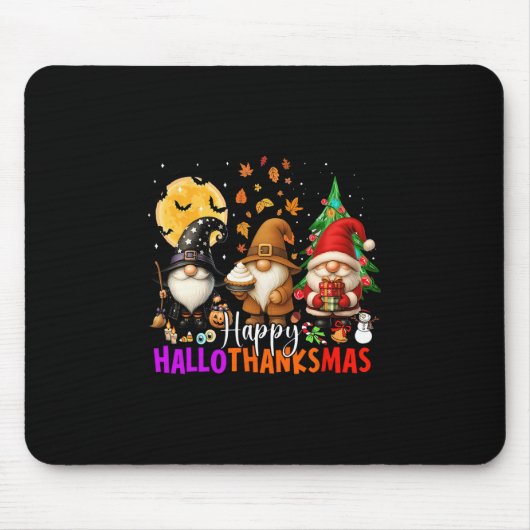 Fröhliche Hallothanksmas Gnome Halloween Erntedank Mousepad (Vorne)