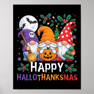 Fröhliche Hallothanksmas Gnome Halloween Erntedank Poster