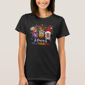 Fröhliche Hallothanksmas Gnome Halloween Erntedank T-Shirt