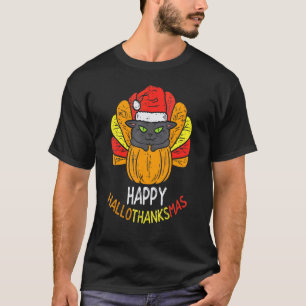 Fröhliche Hallothanksmas Katze Truthahn Katze Ernt T-Shirt