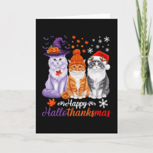 Fröhliche Hallothanksmas Katzen Halloween Erntedan Karte