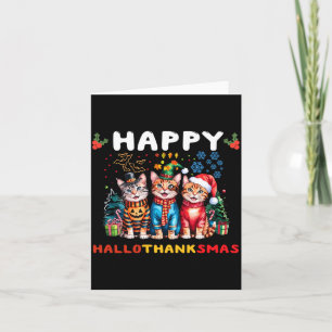 Fröhliche Hallothanksmas Katzen Halloween Erntedan Karte