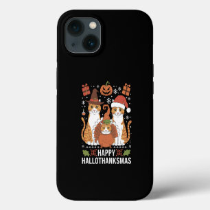 Fröhliche Hallothanksmas Katzen Halloween Weihnach iPhone 13 Hülle