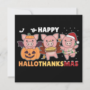 Fröhliche Hallothanksmas Schweine Weihnachten Schw Einladung