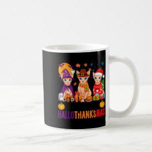 Fröhliche Hallothanksmas Sphynx Katzen Halloween D Kaffeetasse