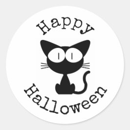 Fröhliche Halloween-Aufkleber - Süße schwarze Katz Runder Aufkleber