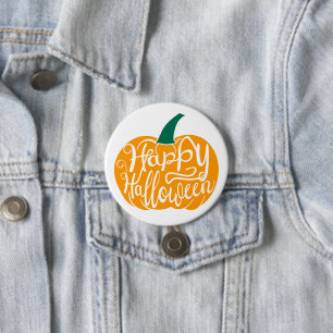 Fröhliche Halloween-Beschriftung auf ausgehöhltem Button