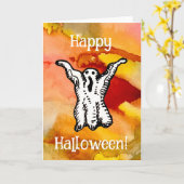 Fröhliche Halloween-Comic-Geist-Doodle-Grußkarte Karte (Gelbe Blume)