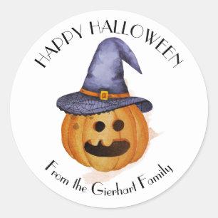 Fröhliche Halloween-Familien-Kürbisparty Runder Aufkleber