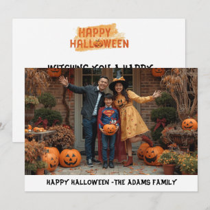 Fröhliche Halloween-Familienfotokarte, Halloween