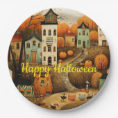 Fröhliche Halloween-Farbbildillustration Pappteller (Vorderseite)
