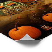 Fröhliche Halloween-Farbbildillustration Poster (Ecke)
