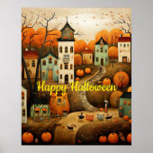 Fröhliche Halloween-Farbbildillustration Poster (Vorne)