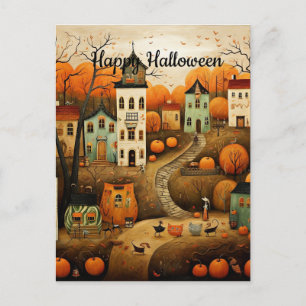 Fröhliche Halloween-Farbbildillustration Postkarte