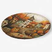 Fröhliche Halloween farbenfrohe Illustration Pappteller (Schrägansicht)