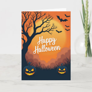 Fröhliche Halloween-Fledermäuse fliegende Karte