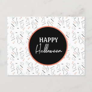 Fröhliche Halloween-Geister-Süßigkeiten-Handschrif Postkarte