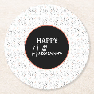 Fröhliche Halloween-Geister-Süßigkeiten-Handschrif Runder Pappuntersetzer