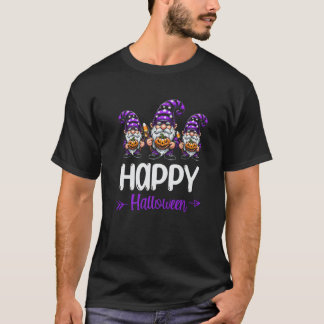 Fröhliche Halloween-Gnome mit Kürbissen und Sterne T-Shirt