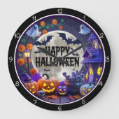 Fröhliche Halloween Grusel Nacht Große Wanduhr (Vorderseite)