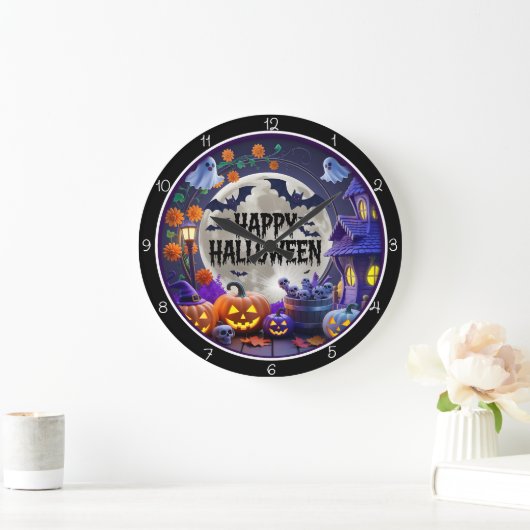 Fröhliche Halloween Grusel Nacht Große Wanduhr (Zuhause)
