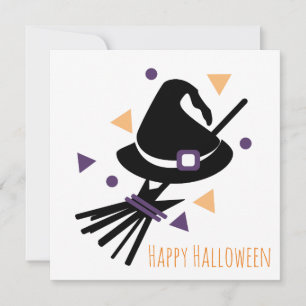 Fröhliche Halloween-Grußkarte   Hexenbesen Dankeskarte