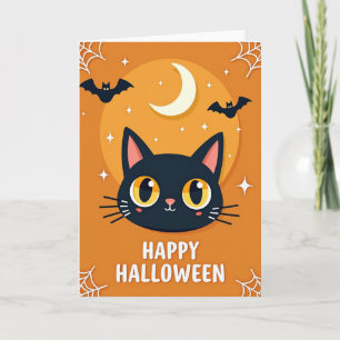Fröhliche Halloween-Grußkarte mit unheimlichen Fle Karte