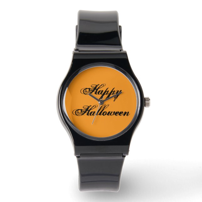 Fröhliche Halloween Handschrift Uhr (Orange & Schw (Vorderseite)