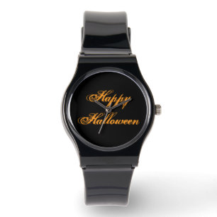 Fröhliche Halloween-Handschrift-Uhr (Schwarz & Ora Armbanduhr