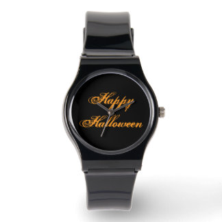 Fröhliche Halloween-Handschrift-Uhr (Schwarz & Ora Armbanduhr