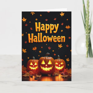 Fröhliche Halloween Herbstblätter Karte