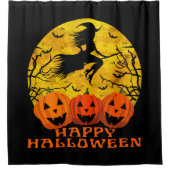 Fröhliche Halloween-Hexe im Zimmer Duschvorhang (Vorderseite)