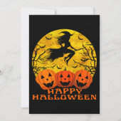 Fröhliche Halloween-Hexe im Zimmer Einladung (Vorderseite)